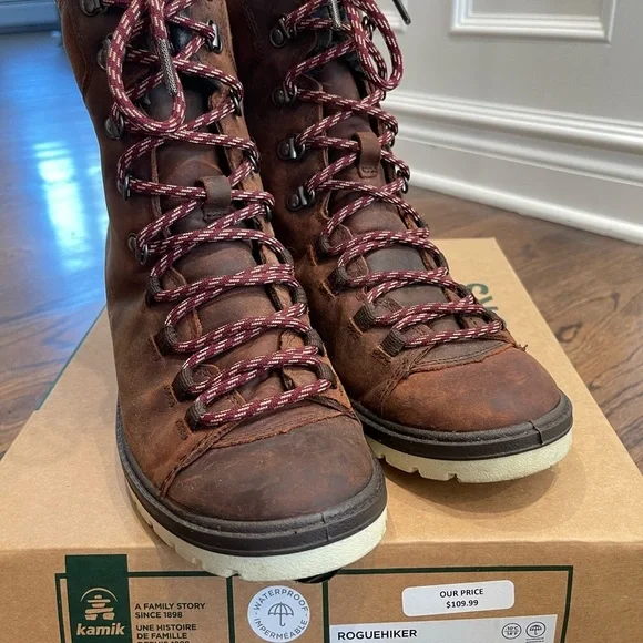 Kamik Brown Lace-Up Winter Boots women’s 9 US EUC - Picture 4 of 15